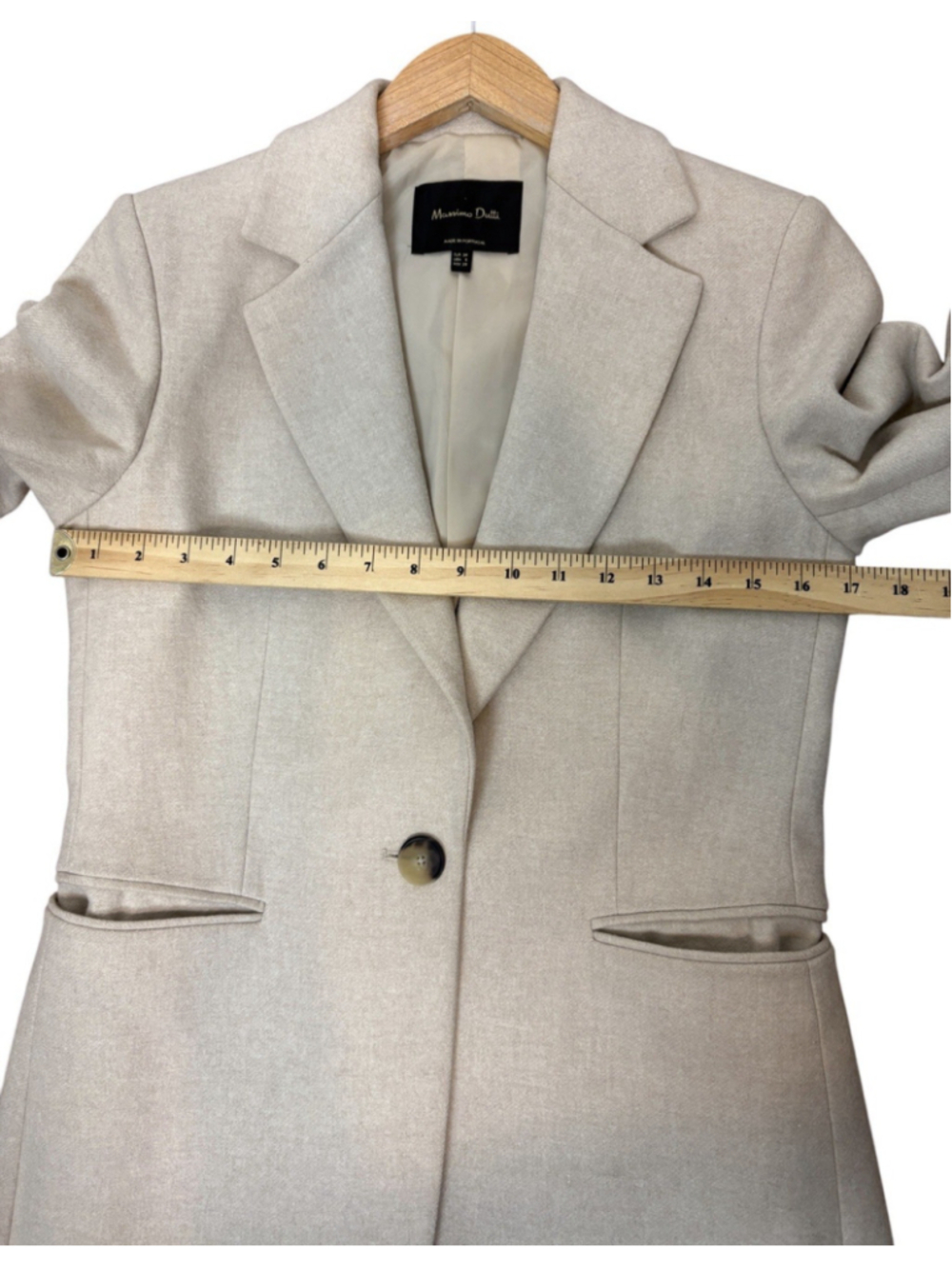 Massimo Dutti Blazer Jacket Women's US 6 Beige Wool Italian Fabric Quiet Luxury - Picture 7 of 12